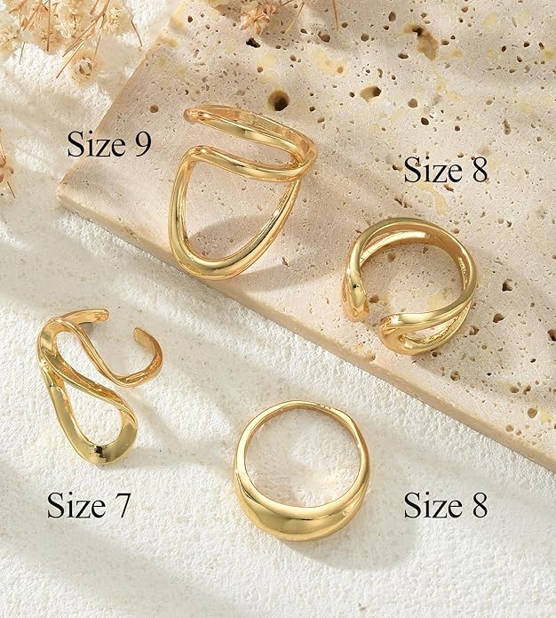 YEEZII 20 Pcs Gold Ring Set for Women, Chunky Statement Flower Finger Midi Rings, Big Boho Stacking Rings Pack Trendy Stuff Jewelry Gift