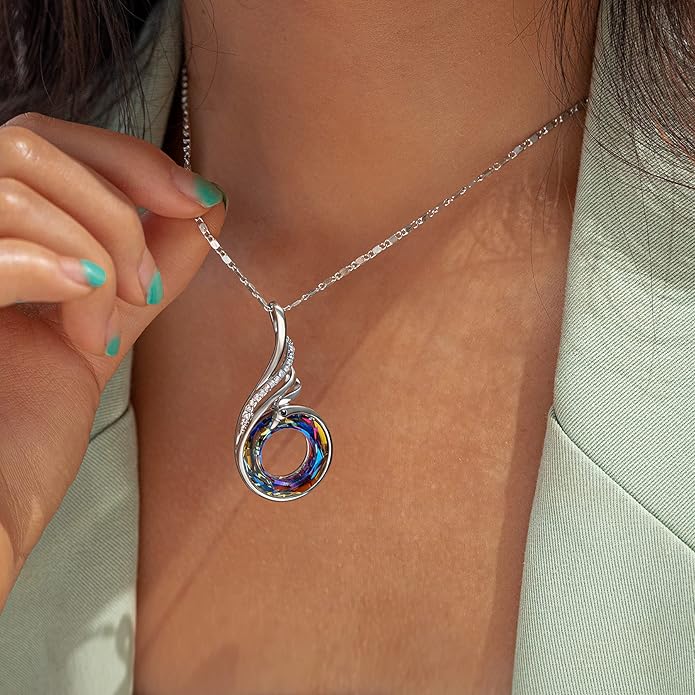 Kate Lynn "Rise From the Ashes Phoenix Necklace Made with Crystals from Austria, 18"+2" Necklace, Packaged with Jewelry Box, Birthday Gift for Women, Symbol of Luck and Renewal