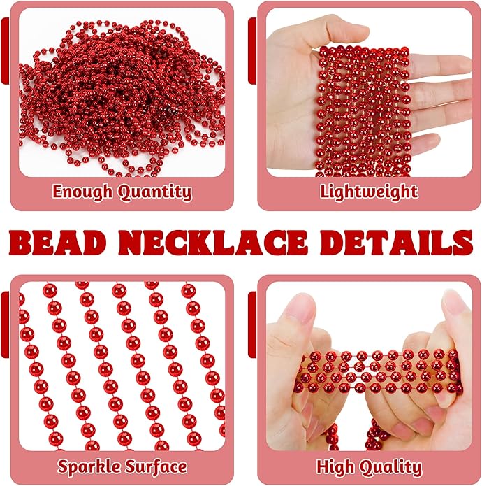 300PCS Mardi Gras Beads Bulk, Mardi Gras Beads Necklace, Parade Throw Accessories Set Decorations Party Supplies