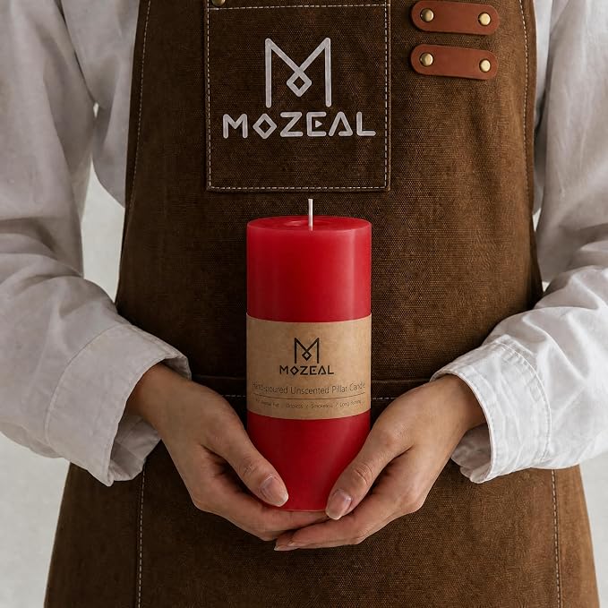 MOZEAL 3" x 6" Hand-Poured Unscented Candle, Dripless Pillar Candle Set of 3 - Image 2