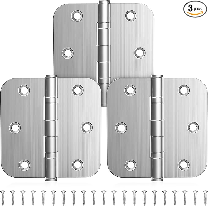 KOLET Ball Bearing Door Hinges, 3.5 Inch 5/8" Radius Brushed Nickel, 3 Pack | by KOLET