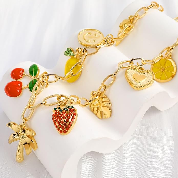[3 Trendy Styles] Women's Necklaces - Alloy with Glass Crystals & Pearls, Electroplated O - Link Chain, Mermaid Inspired by Fantasy Aesthetics/Bow with Y2K Sweet Charm/Cherry Fruit in the Latest Kawaii Vibe, 47cm(18.5in) Chain Length + 6.5cm(2.55in) Ex...