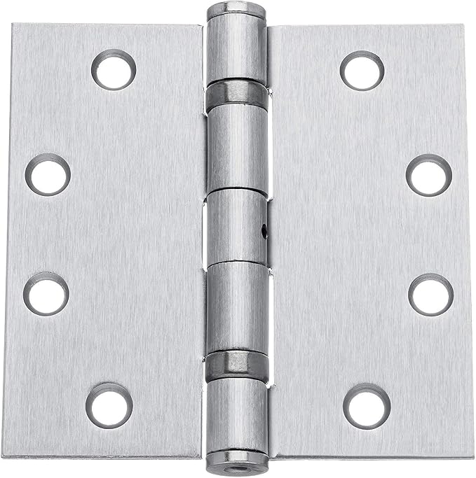Dynasty 4-1/2" x 4-1/2" Ball Bearing Door Hinge, Brushed Chrome, Quiet Swing by DynastyHardware