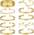 YEEZII Gold Bangle Bracelets for Women, 7Pcs 14K Gold Plated Boho Indian Multi Stackable Textured Bracelets, Chunky Bangles Set for Women Jewelry Gifts