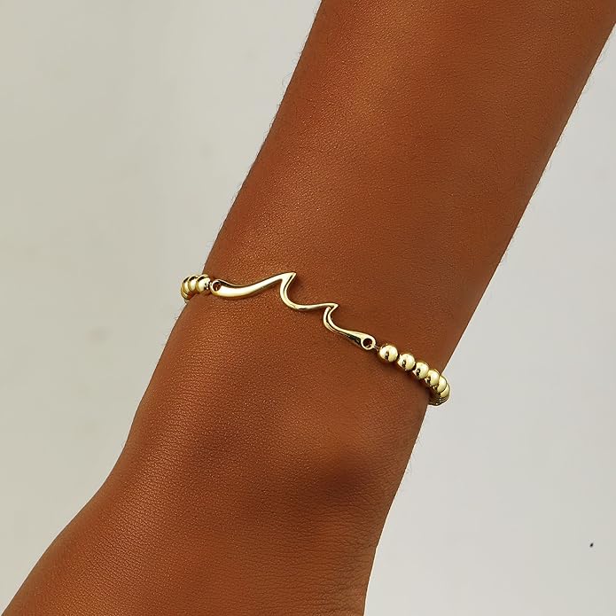 Valentines Day Gifts for Women Her - Beaded Stretch Handmade Ball Bracelets Cute Charm Bracelet Dainty Stackable Cross Heart Bow Wave CZ Jewelry Gifts Trendy Stuff