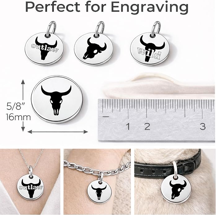 SM Design Western Charm Set of 4 – Stainless Steel Western Charms for Bracelets & Necklaces – Cowgirl, Ranch & Country Style Jewelry Charms – Western Gift for Women & Moms