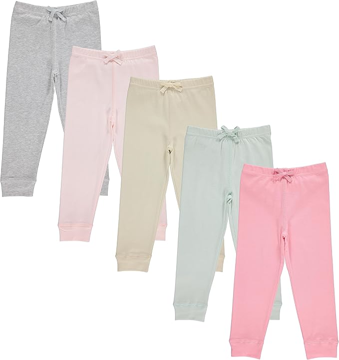 Cudlie 5-Pack Baby/Toddler Girls Joggers - Lounge Pants, Active Sweatpants Sweats - Fashion Joggers for Girls