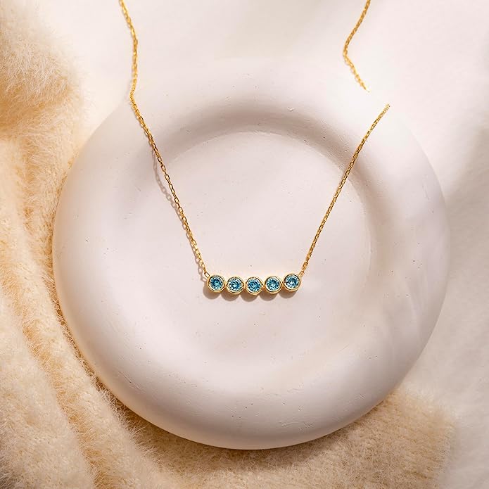 925 Sterling Silver Birthstone Necklace for Women – Personalized Dainty Necklace, Gift for Mom, Grandma, or Her, Mother's Day Gift, Birthday Gift, Birthstone Jewelry for Women
