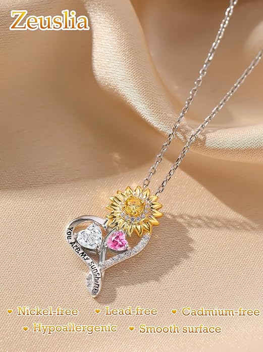 Valentine's Day Gifts for Wife 925 Sterling Silver Double Birthstone Pendant Necklaces I Love You for Always and Forever Necklace Anniversary Birthday Gifts for Wife Girlfriend Mom Her