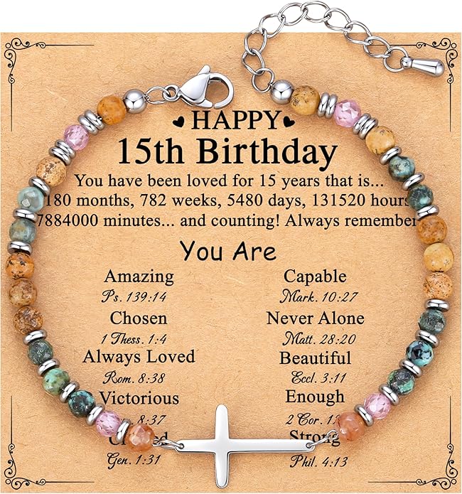 TONY & SANDY Christian Cross Bracelet for Women, Valentine's Day Gifts for Her, Confirmation Baptism Easter Gifts, Unique Gift for Friends Daughter Mom Sister in Christ Birthday Christmas
