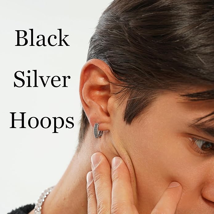 TOPGRILLZ Iced Out Hoop Earrings Cubic Zirconia Huggie Cartilage Cuff Hypoallergenic 14K Gold Plated Luxury Fashion Round Circle Earrings For Men Women