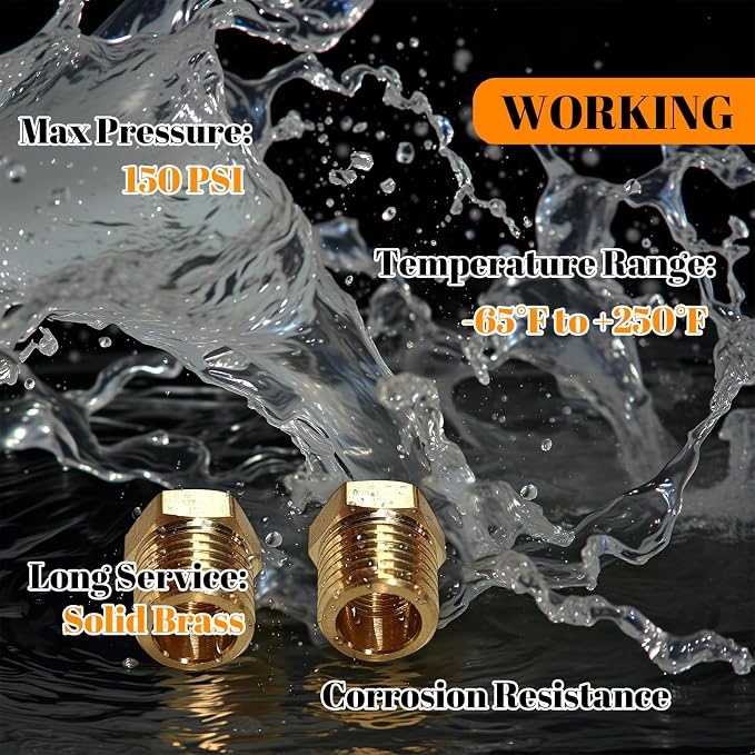 2 Pcs Brass Bushing 1/4" Male to 1/8" Female, 1/4 Brass Fitting to 1/8 NPT - Image 5