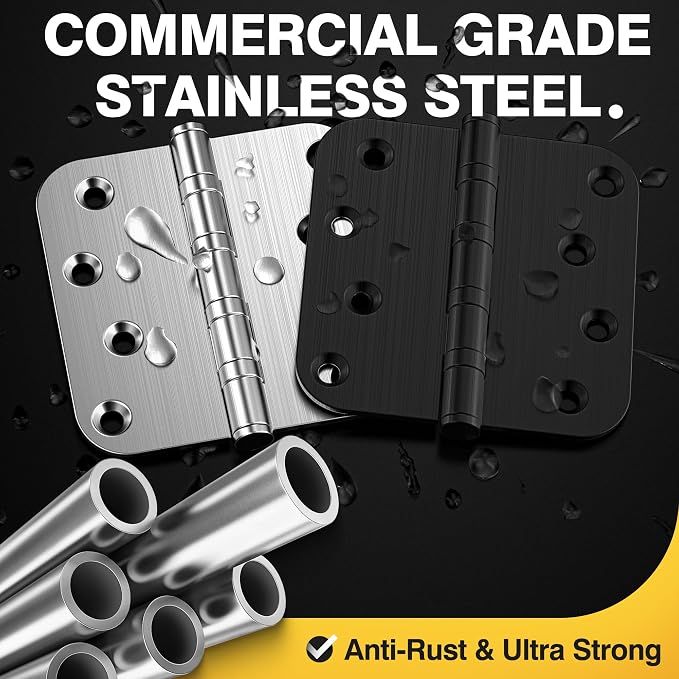 KOLET Ball Bearing Door Hinges, 4 x 4 Inches Door Hinges, Heavy Duty Stainless - Image 3