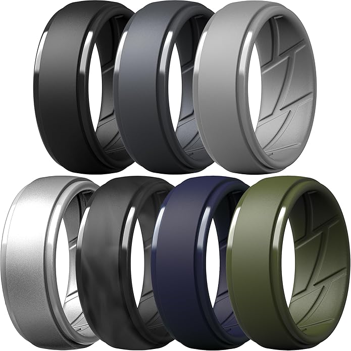 ThunderFit Men's Silicone Rings 10mm Wide 2.5mm Thick Rubber Bands, Breathable, Variety Multipack 1-10