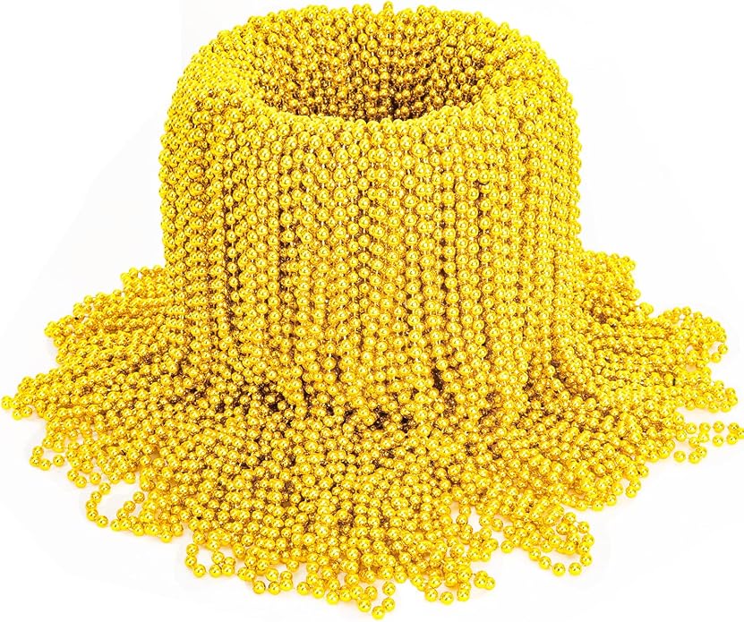 144 Pcs Mardi Gras Beads Bulk, 33 Inch 7mm Carnival Beaded Necklaces Decorations For Mardi Gras Festivals, Mardi Gras Parades, Night Club Dress-up Events Party Costume
