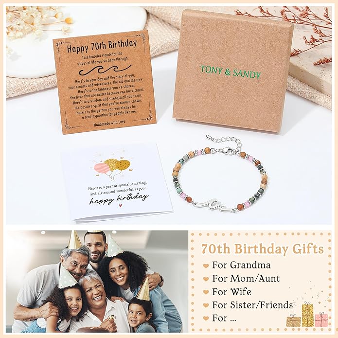 TONY & SANDY Friend Gifts for Women, Unique Valentine's Day Gifts for Her, Sister Gifts from Sister, Wave Bracelet, Christmas Birthday Gifts for Women, Bestie Friendship Bracelets