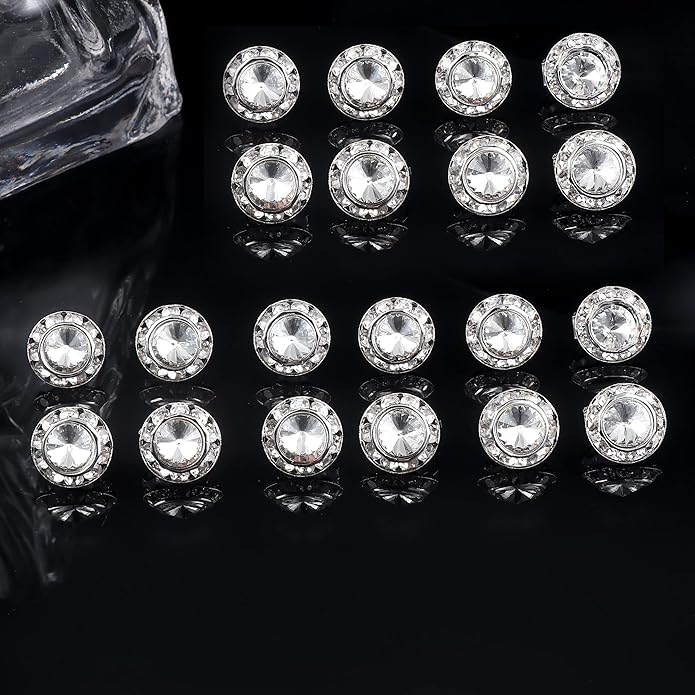 FIBO STEEL Clip on Halo Earrings Rhinestone Earrings Crystal Earrings for Women Round Acrylic Stone Inside Dance Competitions Stage Opera Performance Wedding Party Jewelry
