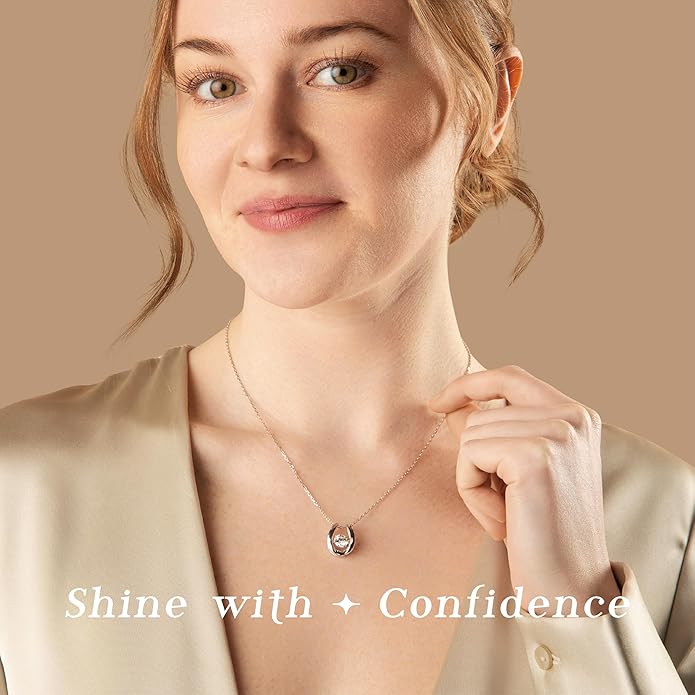 ARINZA Moissanite Necklace for Women, 1 Ct 925 Sterling Silver Dancing Diamond Pendant, 18+2 Inch Chain, Valentine’s Day Christmas Gift for Her, Wife, Mom, Anniversary, Birthday