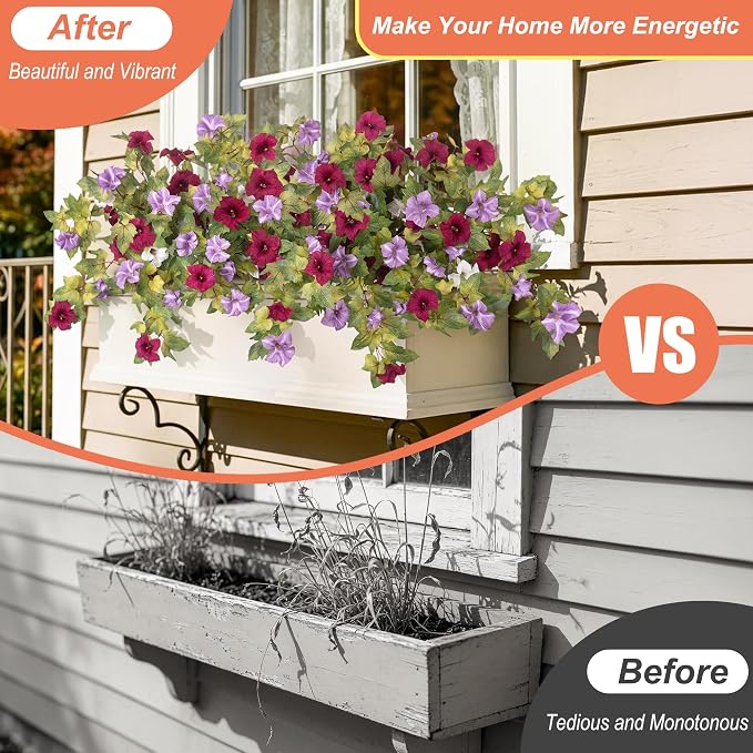 Ammyoo Artificial Fall Flowers Fake Petunias Plants - Image 5