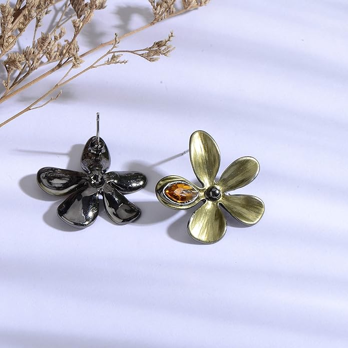 AMYJANE Vintage Statement Jewelry Set - Spring Leaf Flower Floral Plant Necklace Earring Set Crystal Rhinestone Fashion Costume Jewelry for Women Prom Party Unique Gift