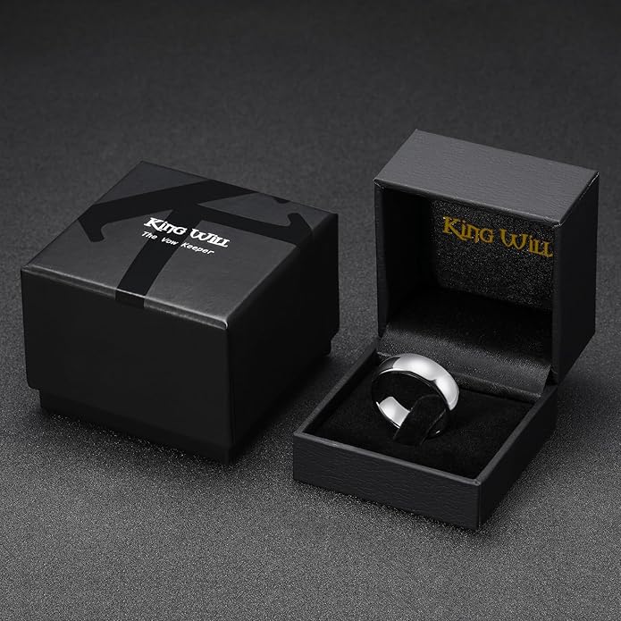 King Will Tungsten Carbide Wedding Band for Men Women Promise Rings for Couples Domed High Polish