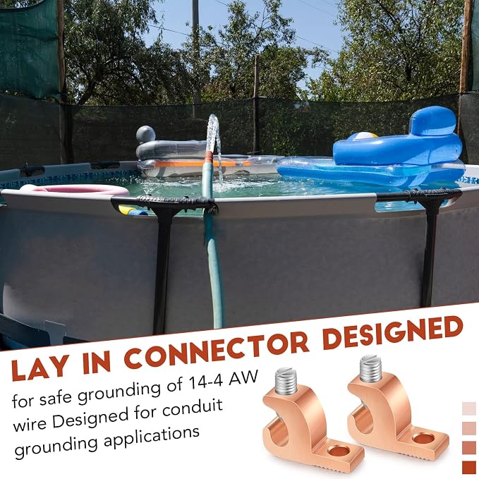 Landhoow 20 Pack Lay-in Lugs, Copper Pool Bonding Connectors, 4-14 AWG | - Image 3