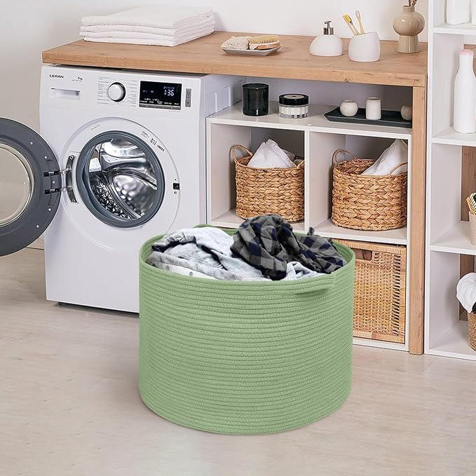 Extra Large Green Basket, Nursery Laundry Basket, Cute Kids Toy Storage Bin - Image 7