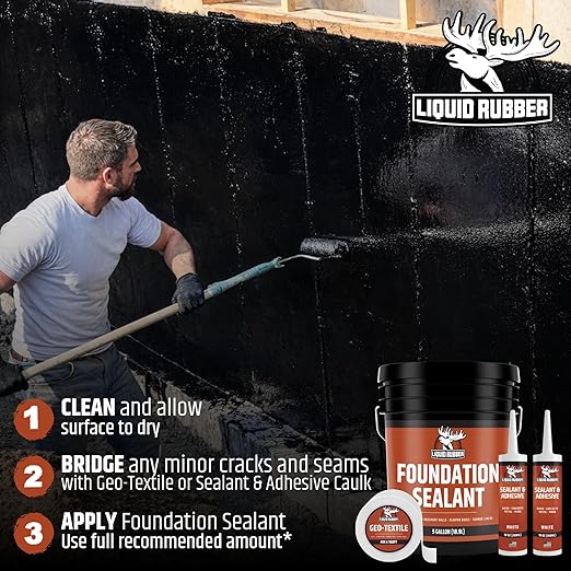 Liquid Rubber Foundation Sealant Basement Waterproof Sealer, 2.5 Gal | Flexible - Image 5
