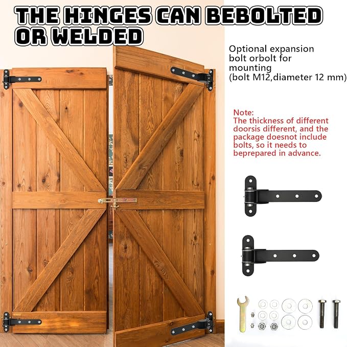 2 Pack Heavy Duty Gate Hinges, 180°Swing Gate Hinges Heavy Duty Wood Fence | - Image 5
