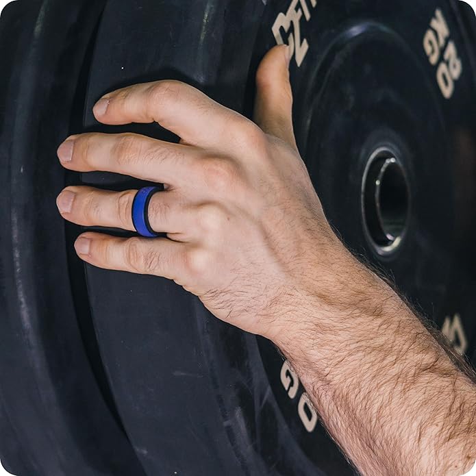 Rinfit Silicone Rings for Men 9mm Wide, 2mm Thick - Mens Rubber Wedding Bands - Infinity Ring with 2 Layers - Patented Design