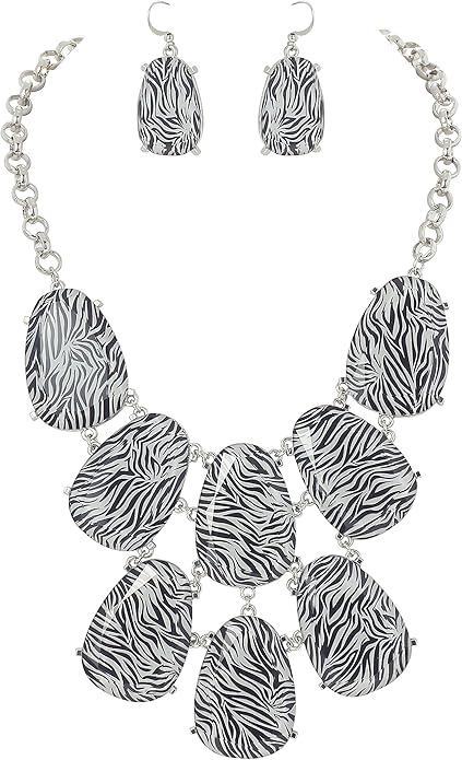Firstmeet Chunky Bubble Statement Collar Necklace with Earrings for Women