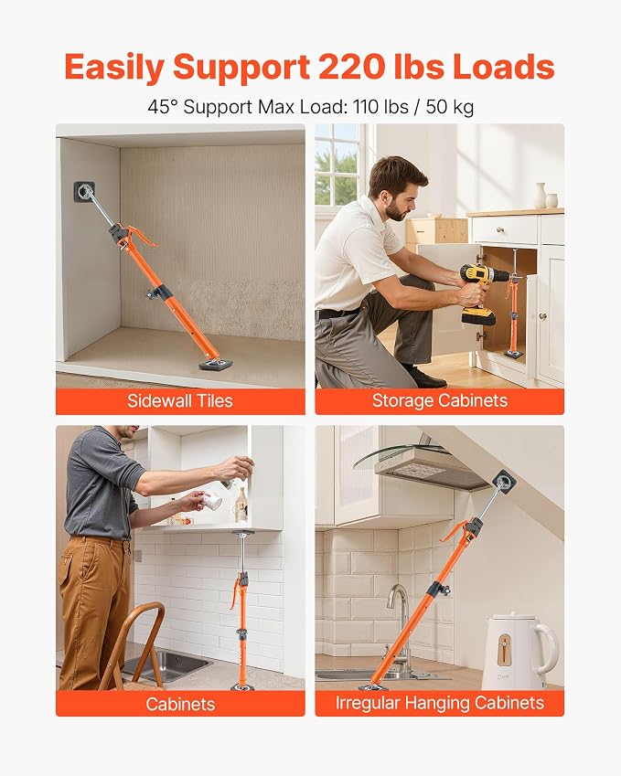 VEVOR Cabinet Jack Support Pole, 25.4-45.3 Inch Steel Telescopic Quick Support - Image 3
