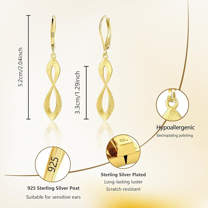925 Sterling Silver Teardrop Dangle Earrings for Women Leverback Drop Dangle Earrings Jewelry Hypoallergenic Sterling Silver Teardrop Earring for Women Gifts