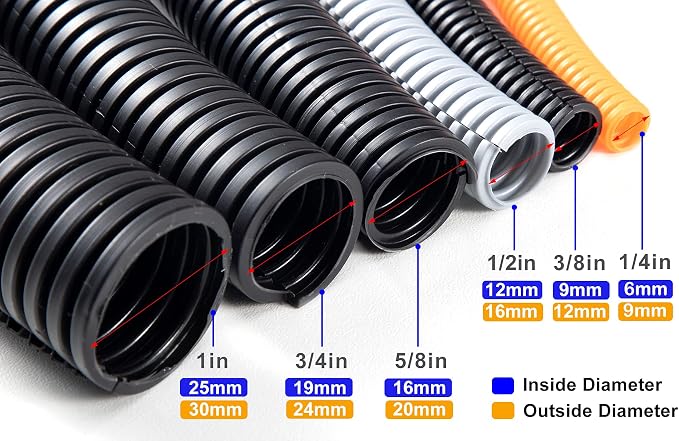 20FT 3/8in Wire Loom Split Tubing Auto Wire Conduit Flexible Cover - Image 2