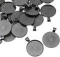 25pcs 25mm Round Bezel Pendant Trays Setting Cabochon Blank Base for DIY Crafting Photo Jewelry Findings Making Accessories, Gun Black