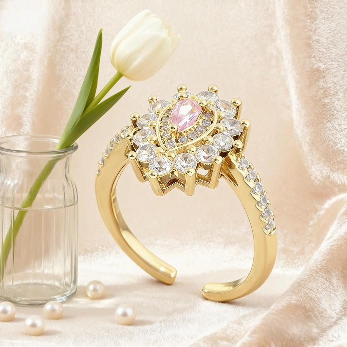 Gold-Plated Butterfly Rings - Vintage Snake Statement Rings with Cubic Zirconia for Women Adjustable Open Rings