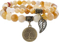 Bivei Natural Semi Precious Gemstone beads bracelet for women - Life Tree and Leaf Charm Energy Reiki Crystal Stretch Bracelets