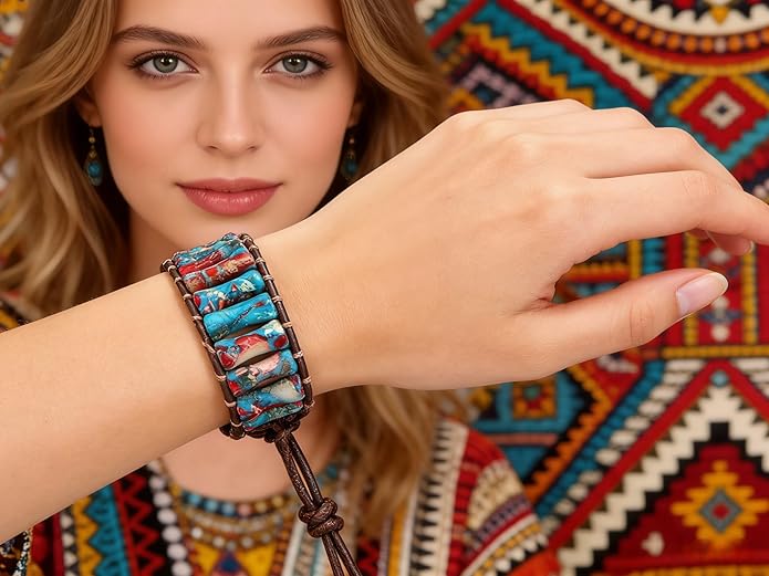 Chakra jewelry gifts Bracelets for Women，Handmade Natural Stone Healing Bracelets，hippie boho Friendship gifts Jewelry for women