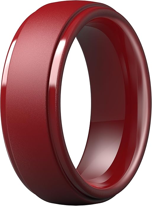 ThunderFit Silicone Rings for Men - 7 Rings / 4 Rings / 1 Ring Step Edge Rubber Wedding Bands 10mm Wide - 2.5mm Thick