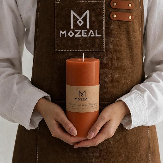 MOZEAL 3" x 6" Hand-Poured Unscented Candle, Dripless Pillar Candle Set of 3 - Image 2