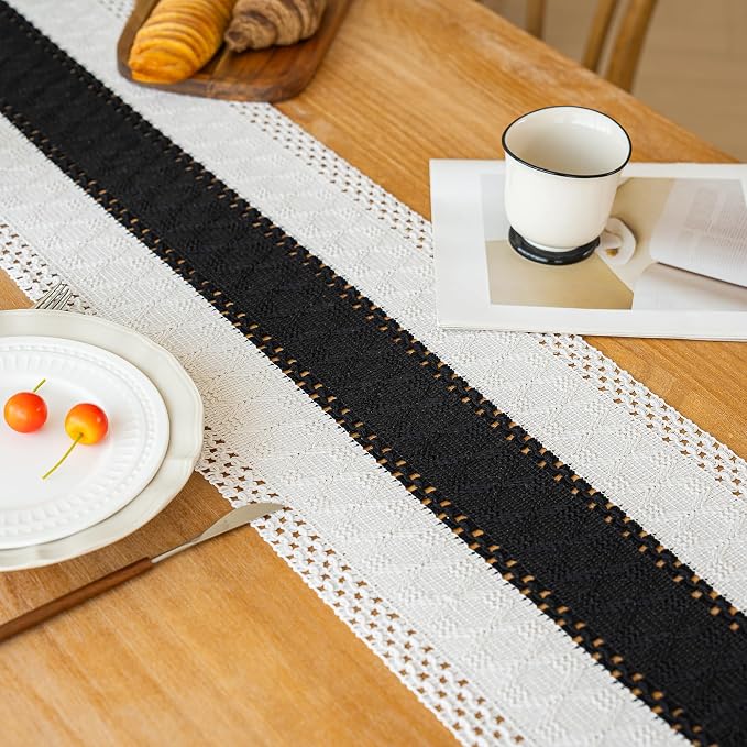 Farmhouse Table Runner for Home Decor 12x60 Black Fall Home Decor | 60Inches - Image 4
