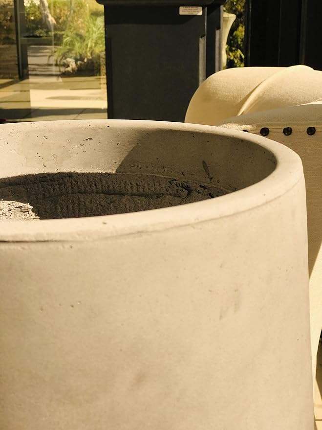 Kante Accent Round Curved Pale Gray Concrete Planter 13" Dia, Outdoor | Rubber - Image 13