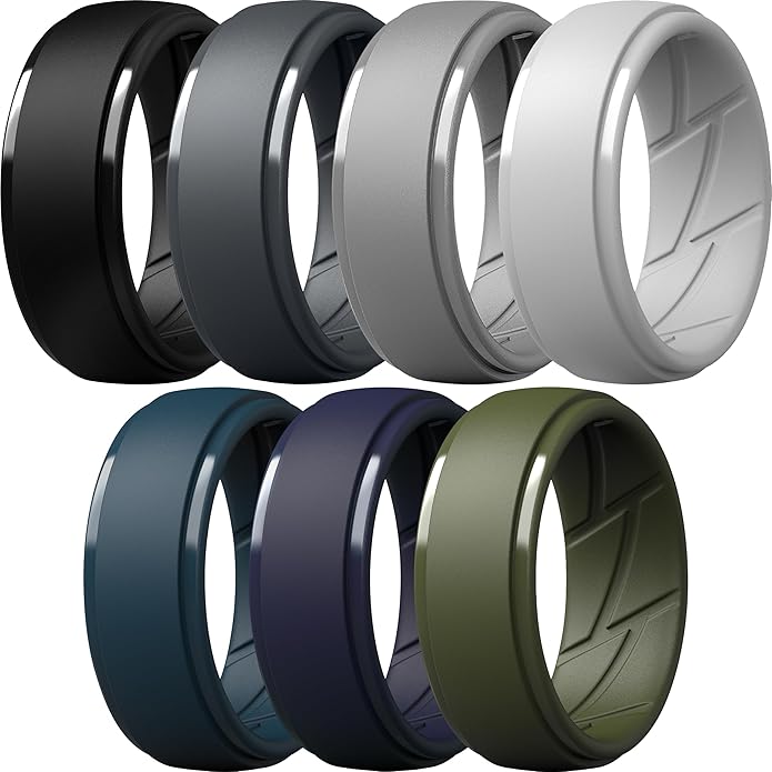 ThunderFit Men's Silicone Rings 10mm Wide 2.5mm Thick Rubber Bands, Breathable, Variety Multipack 1-10