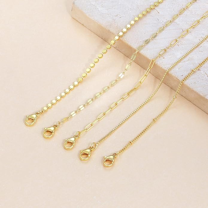 DEARMAY Dainty 14K Gold Plated Ankle Bracelets for Women, Waterproof 14K Gold Plated Link Chain Anklets Non Tarnish Set Pack Summer Beach Jewelry Gift