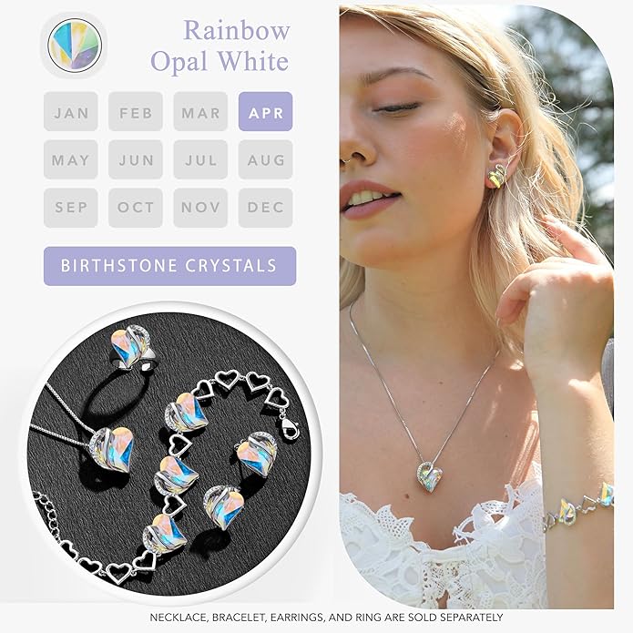 Leafael Infinity love Heart Birthstone Stud Earrings for Women, Valentine's Day Gifts for Mom, Wife, and Her, Silver Plated Birthday Jewelry