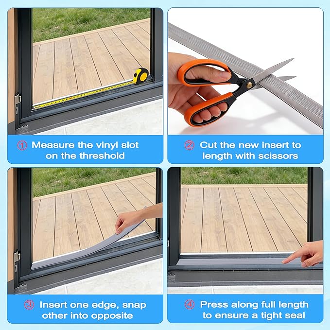 2 Pack 36 Inch Door Threshold Seal Vinyl Replacement Insert - Image 4