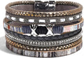 VIBILIA Boho Leather Wrap Bracelets for Women Multi-Layer Bracelets with Strong Clasp Jewelry for Women