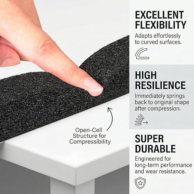 fowong AC Window Seal Foam Tape, 4 Rolls | High Resilience Adhesive Foam - Image 3