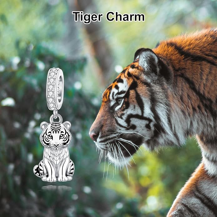 PROESS Sterling Silver/Red Panda/Cow/Highland Cow/Otter/Squirrel/Elephant/Axolotl/Cat/Fox/Bee/Butterfly/Hummingbird/Tiger/Lion/Mokeny/Koala/Dog Charm Animal Charms Bead for Jewelry Making