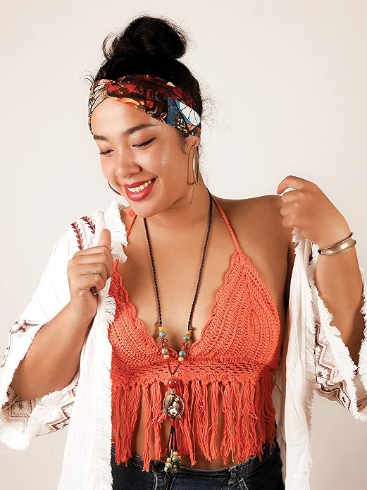 MINACHI Boho Hippie Colorful Ceramic Beads Strand O Ring Circle Charm Long Y Necklace, Vintage Bohemian Statement Jewelry Gift for Women